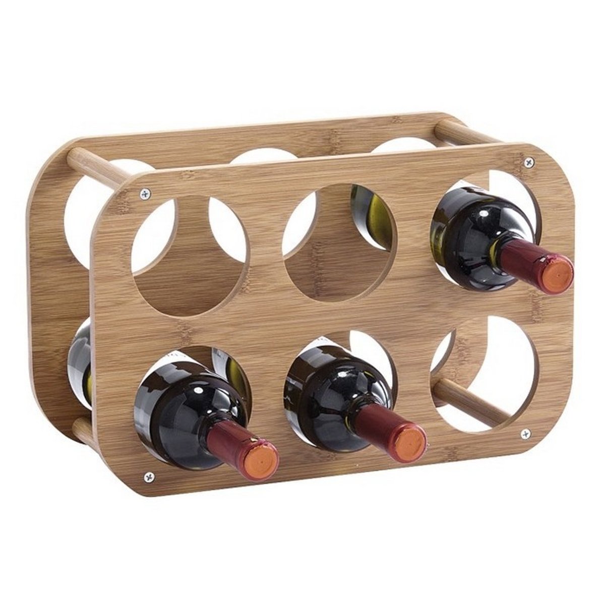 Etagère rangement 6 bouteilles bambou bois clair, ZELLER PRESENT