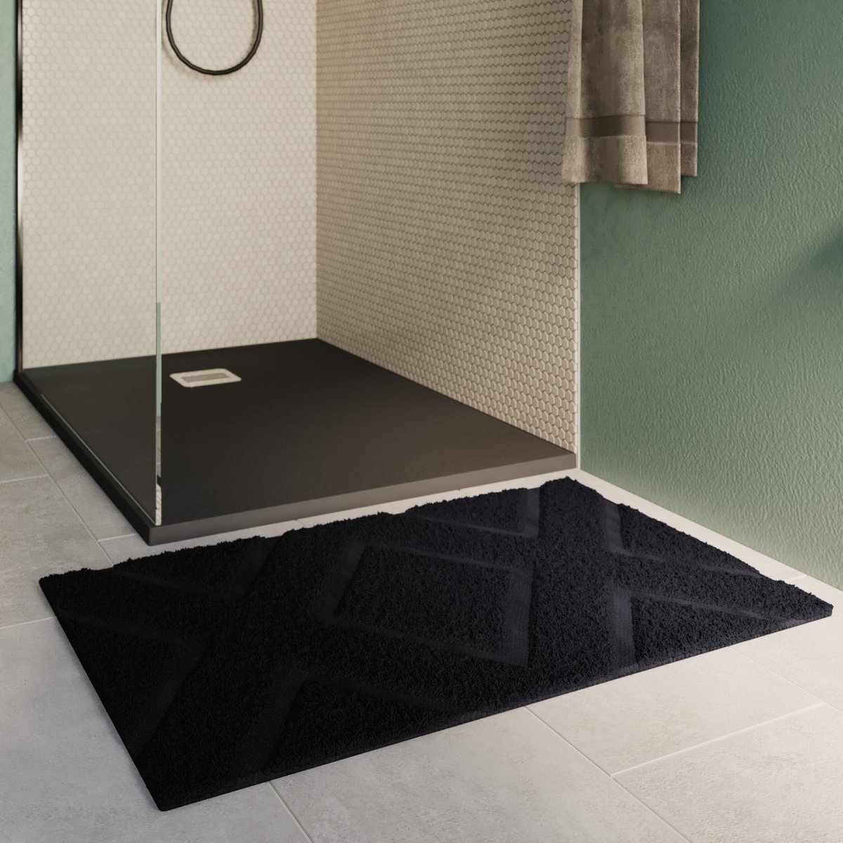 Tapis de bain, GATSBY noir, SENSEA