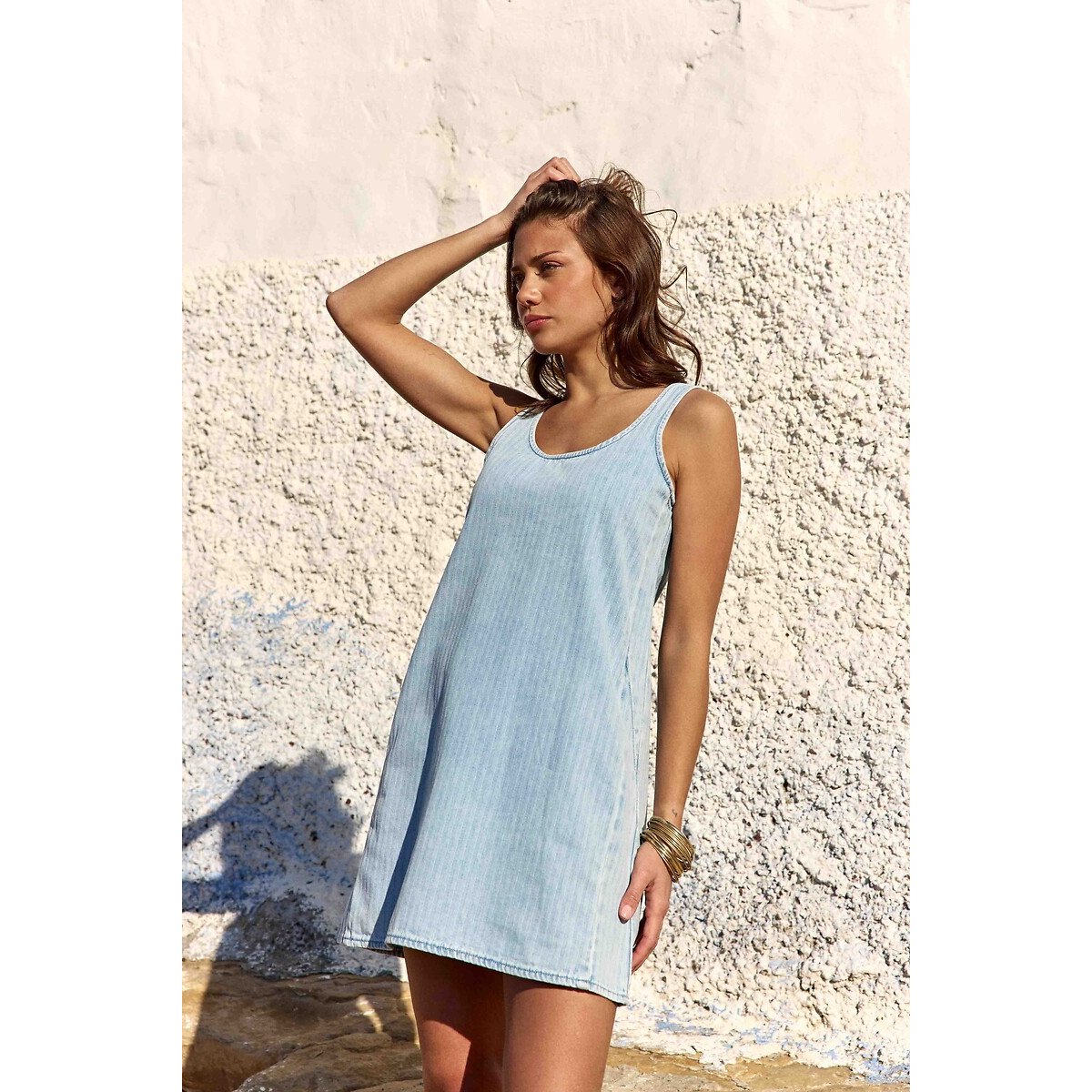Robe courte en denim sans manches, ROSEN bleu stone, LA PETITE ETOILE