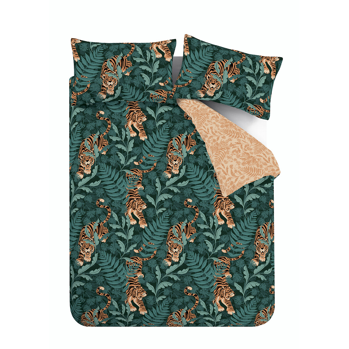 Tropic Tiger Leaf Duvet Cover and Pillowcase Set green, CATHERINE LANSFIELD