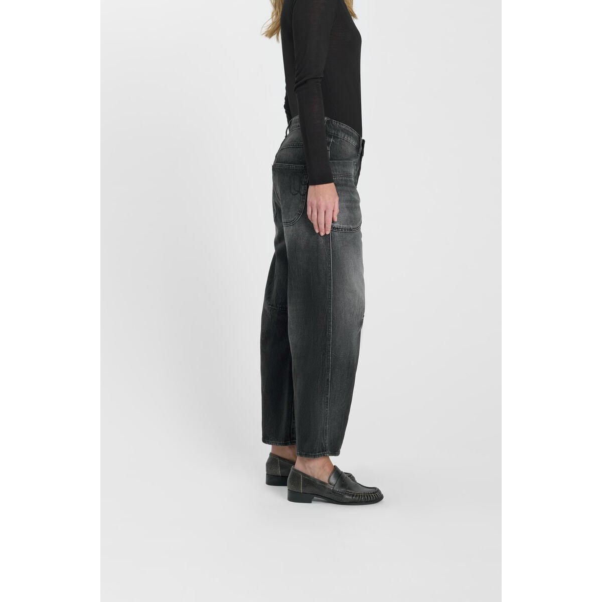 Jeans loose, large balloon , longueur 34 black / black, LE TEMPS DES CERISES