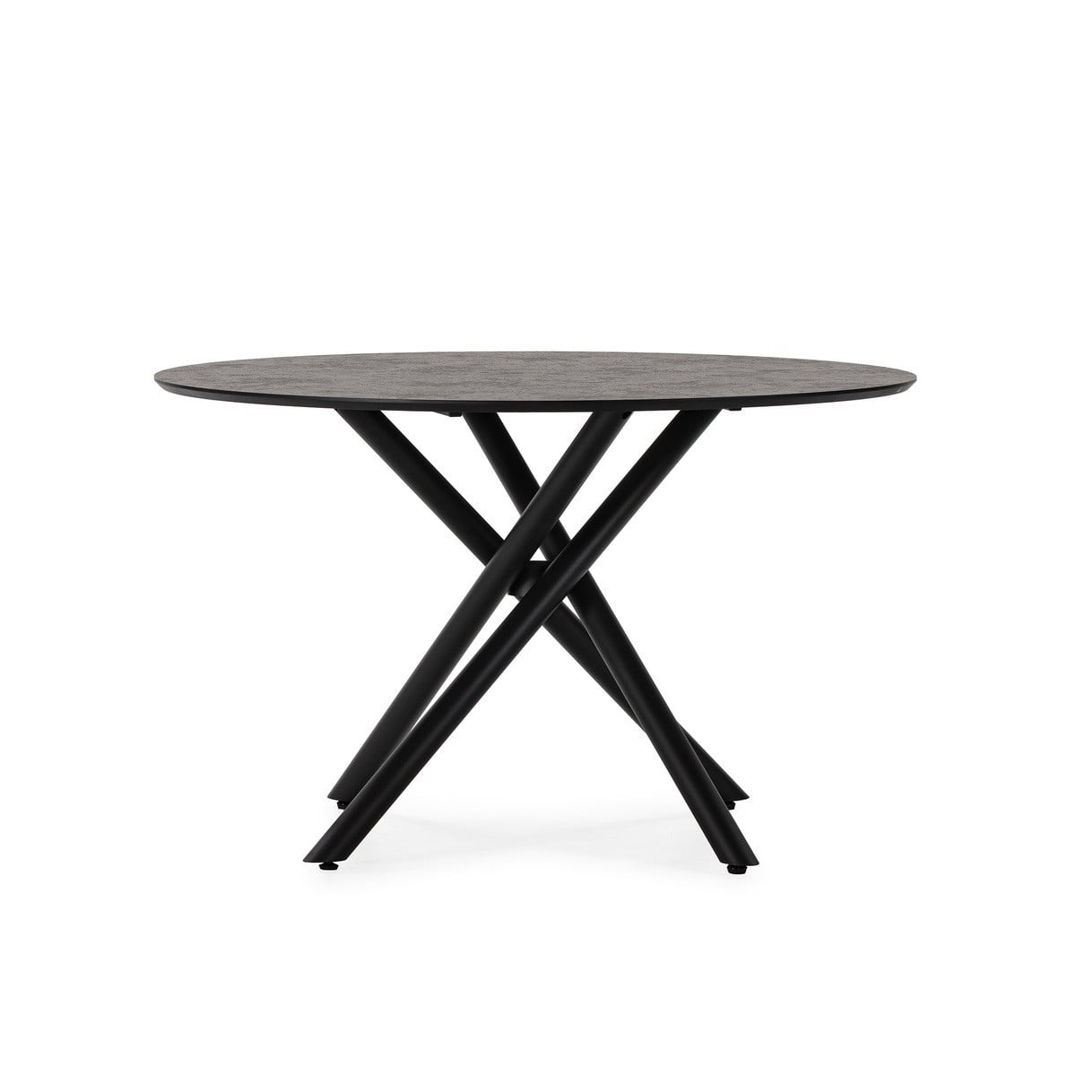 Table à manger ronde et pieds en métal - MAYA bois noir, CALICOSY