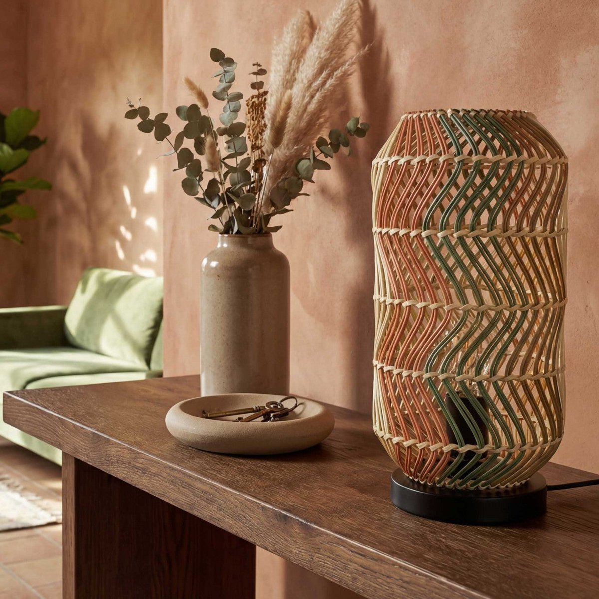 Lampe en rotin & métal, FOSCO multicolore, C-CREATION