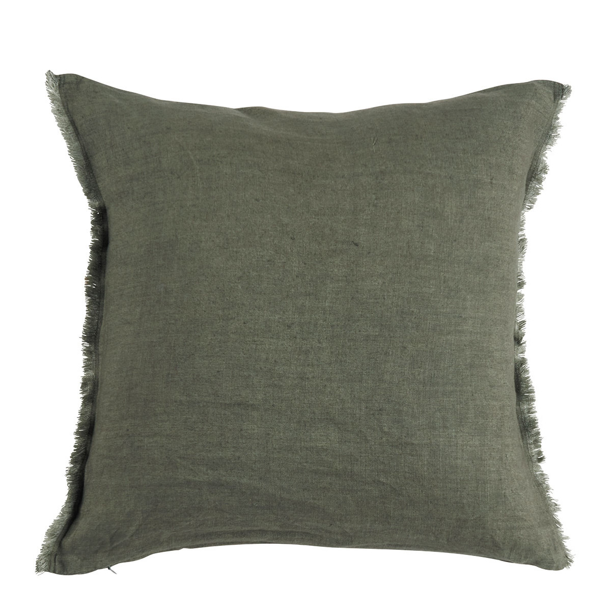 Housse de coussin en lin kaki, BLANC D’IVOIRE