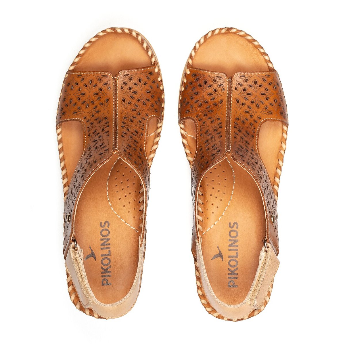 Sandales compensées en cuir Aguadulce cognac, PIKOLINOS