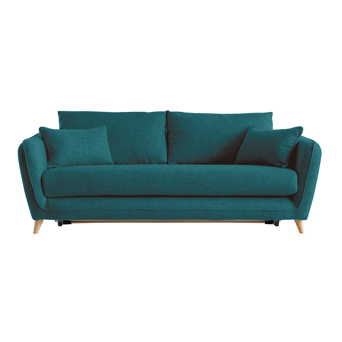 Canapé convertible scandinave 3 places avec matelas 10 cm CREEP bleu, MILIBOO