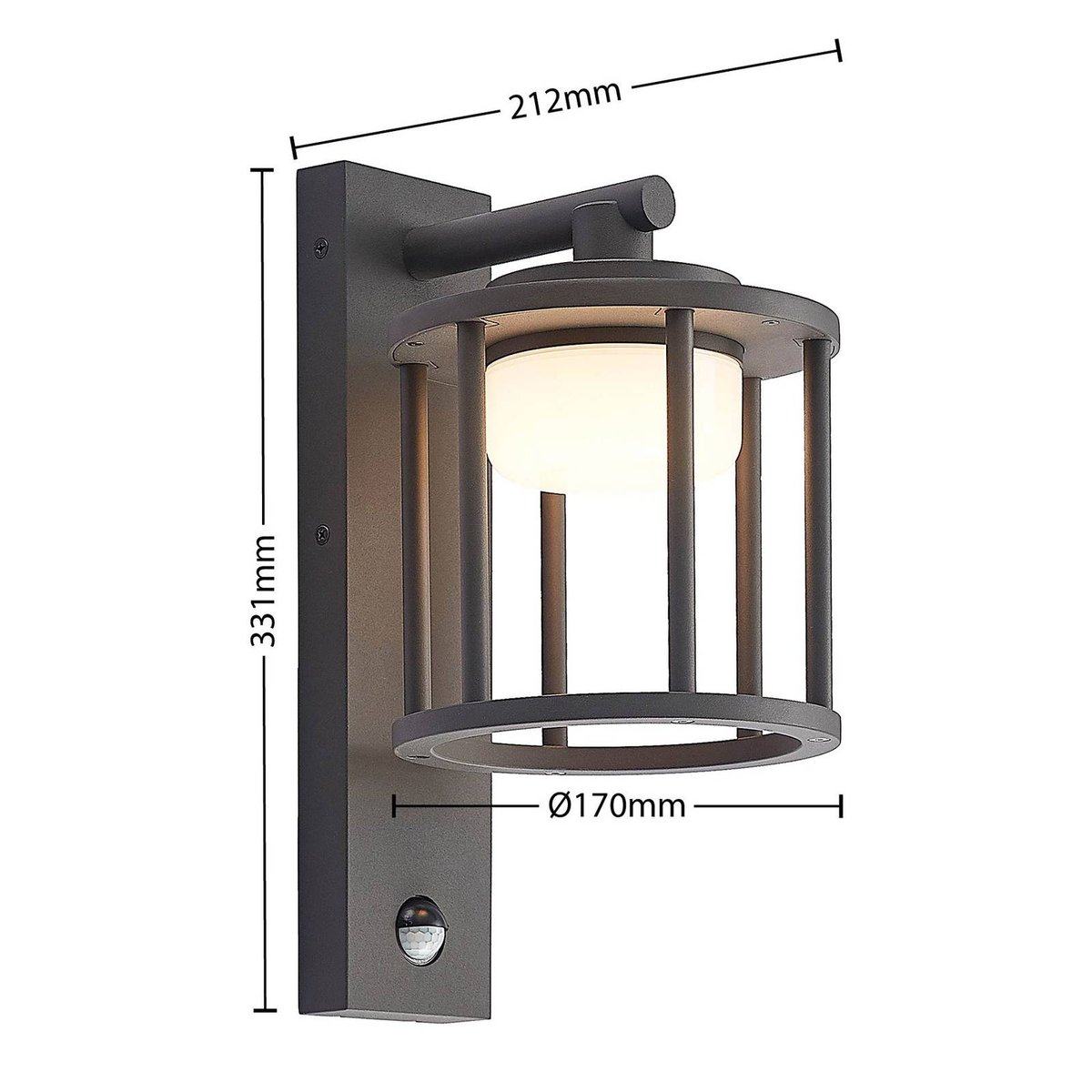 Applique extérieure en aluminium moderne gris foncé (ral 840-m), LUCANDE