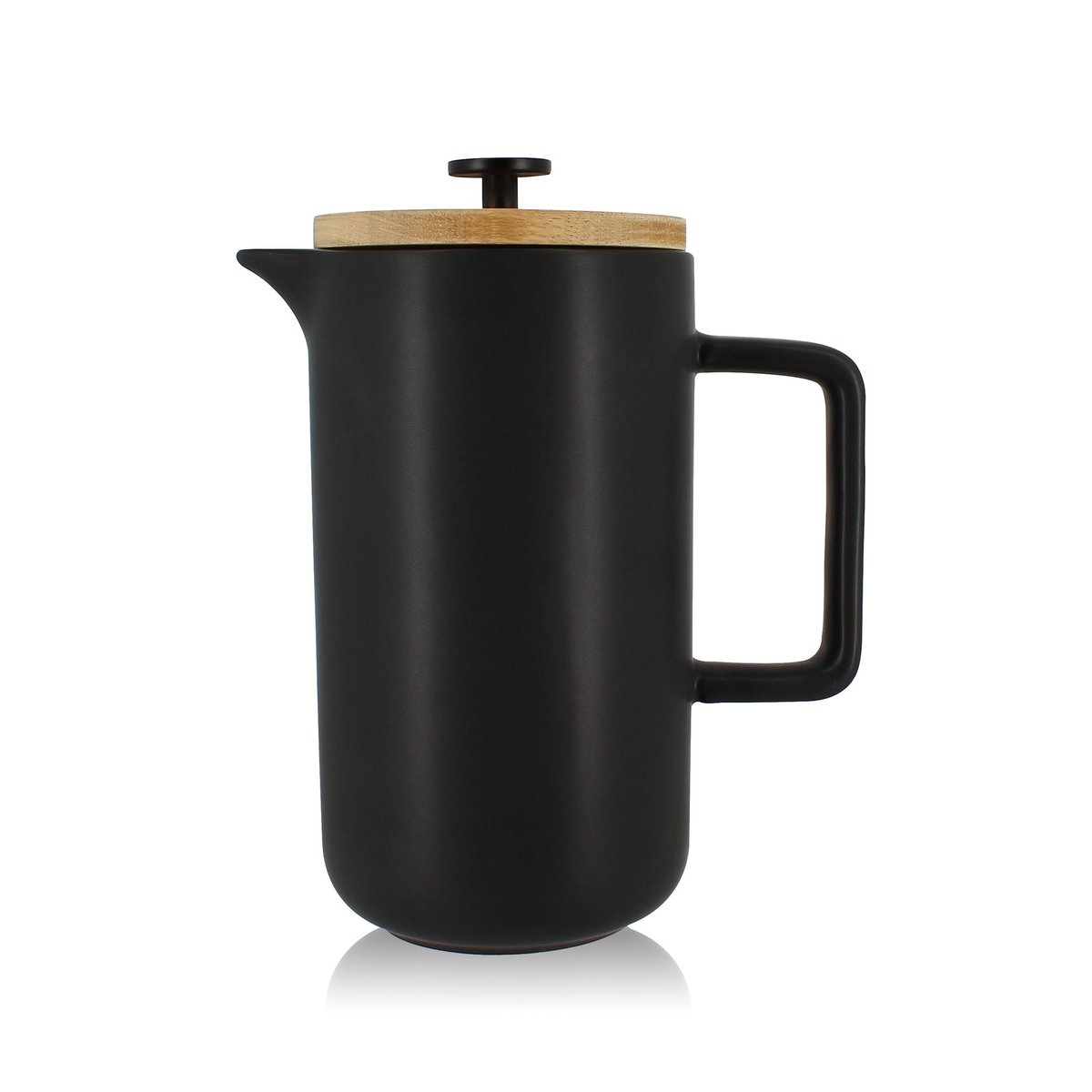 Cafetière à piston en porcelaine 1,3L, KEYGO inox-naturel-noir, OGO LIVING