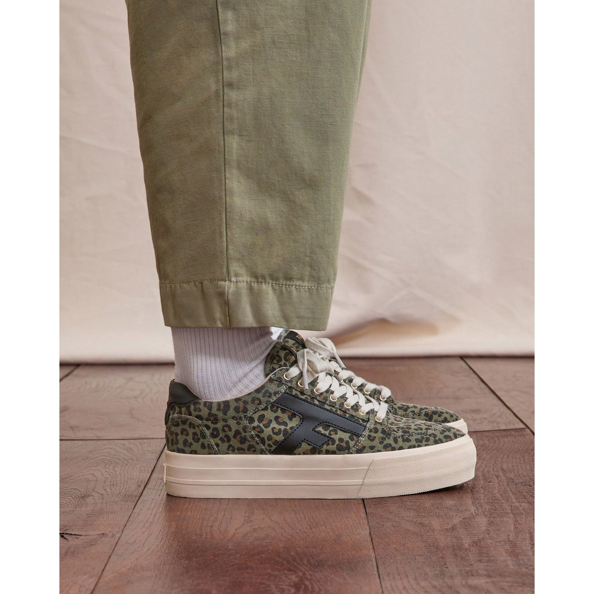Tennis basses tissu WALNUT PLATFORM kaki foncé, FAGUO