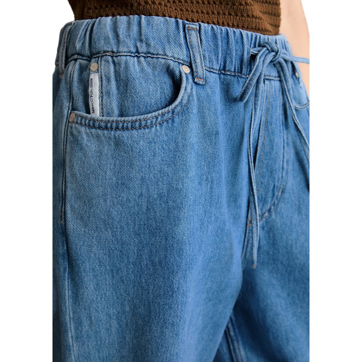 Jeans modèle Tomma large avec ceinture élastique bleu, MARC O’POLO DENIM