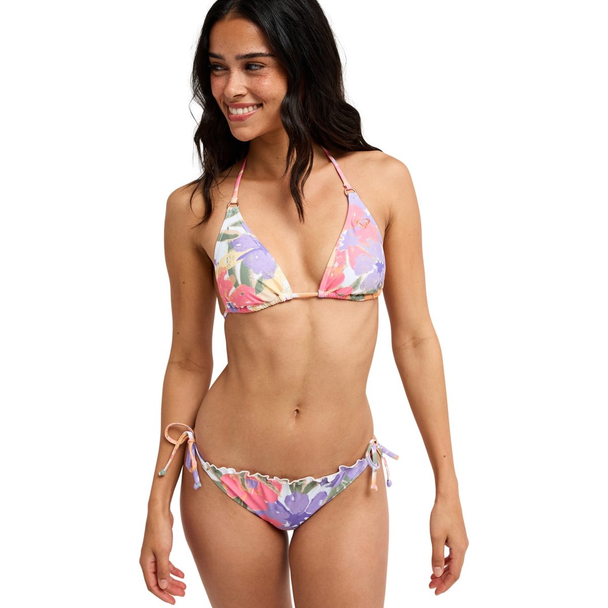 Haut de maillot de bain bikini triangle HAZEY HIBISCUS TIKI TRI. blanc cloud dancer hazey hibiscus, ROXY
