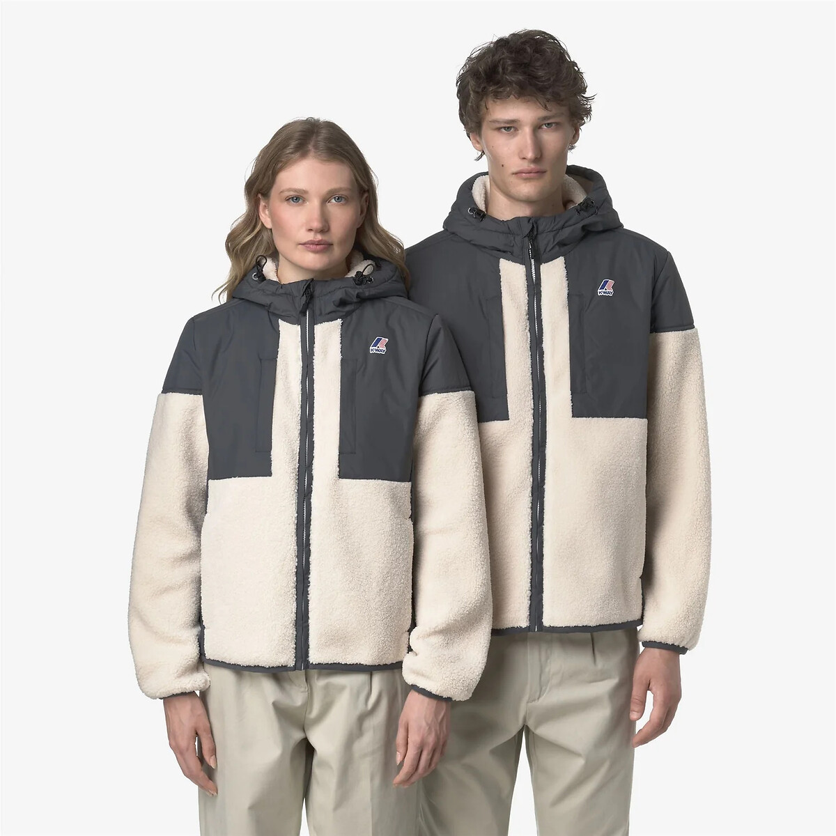 Veste en sherpa unisexe LE VRAI 4.0 SAMSON ORSETTO gris/écru, K-WAY