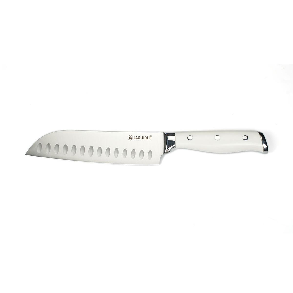 Couteau santoku blanc 32cm - "Elégance" couleur unique, LAGUIOLE CUISSON