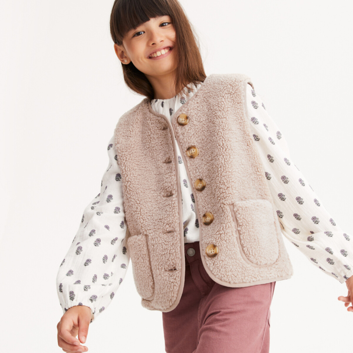 Gilet sans manches en sherpa beige, LA REDOUTE COLLECTIONS