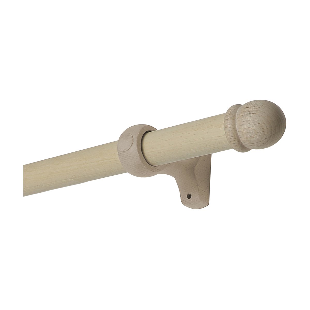 Kit tringle à rideaux en bois avec embouts ronds D28 mm naturel, MOBOIS