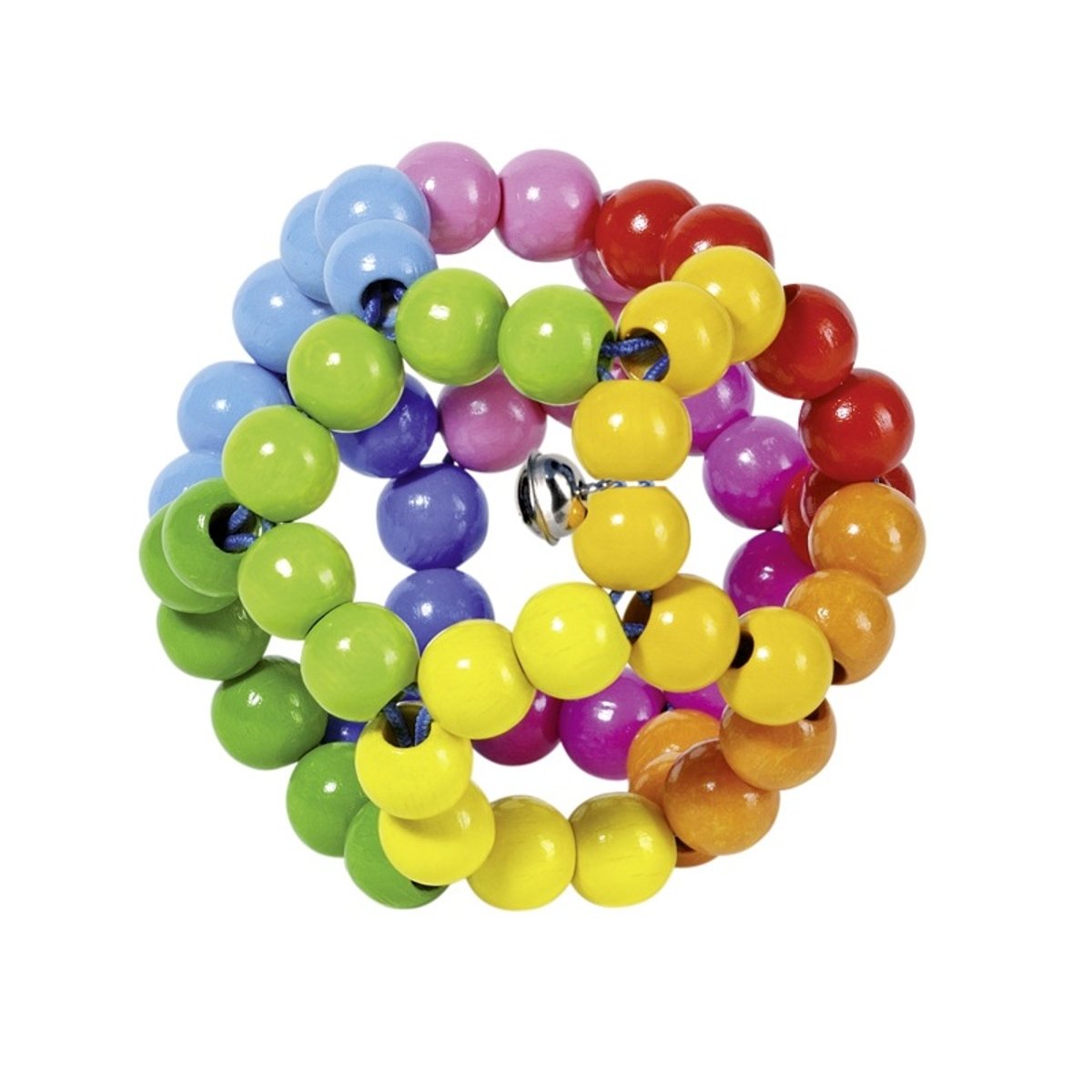 Hochet balle arc en ciel flexible rouge, GOKI