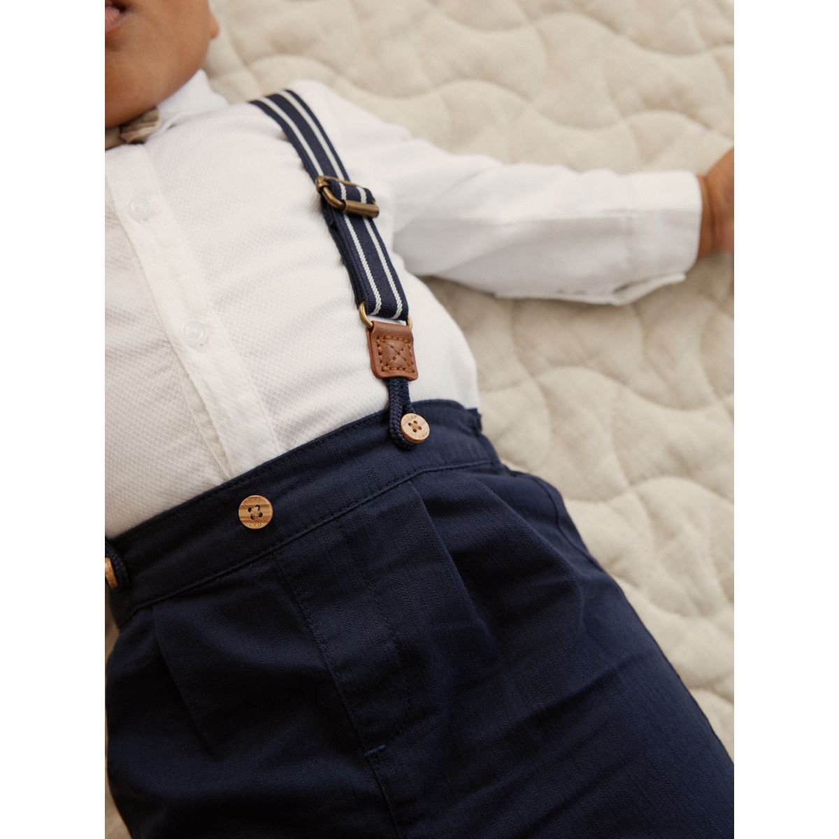 Chemise, pantalon et bretelles bébé, 4 pièces bleu marine, NEXT