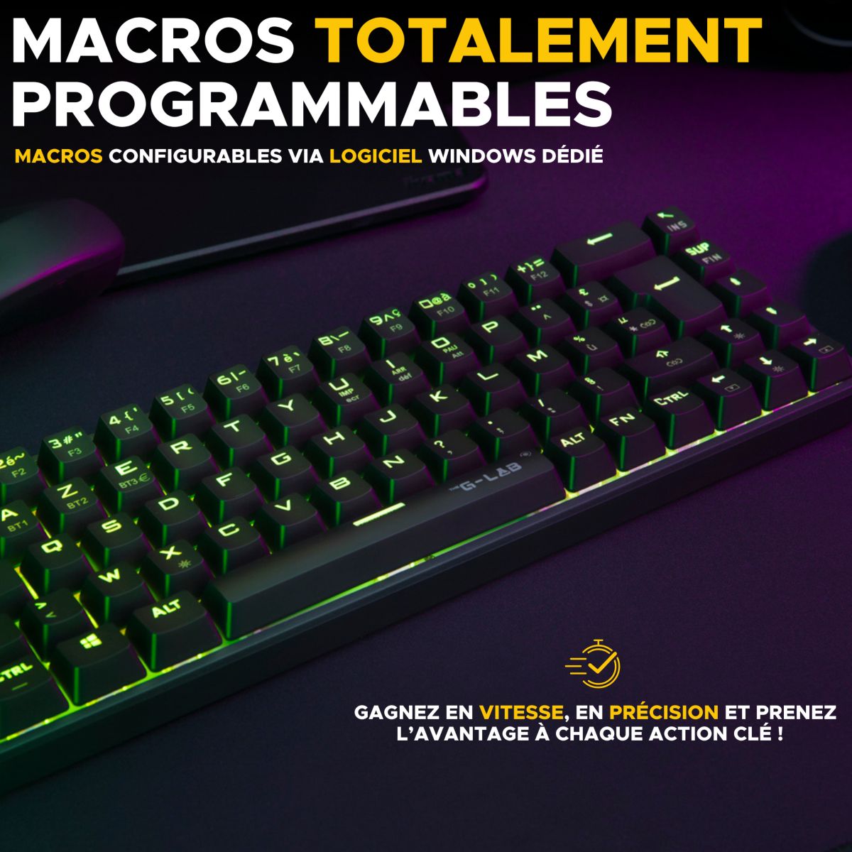 Clavier gamer KEYZ titanium couleur unique, THE G-LAB