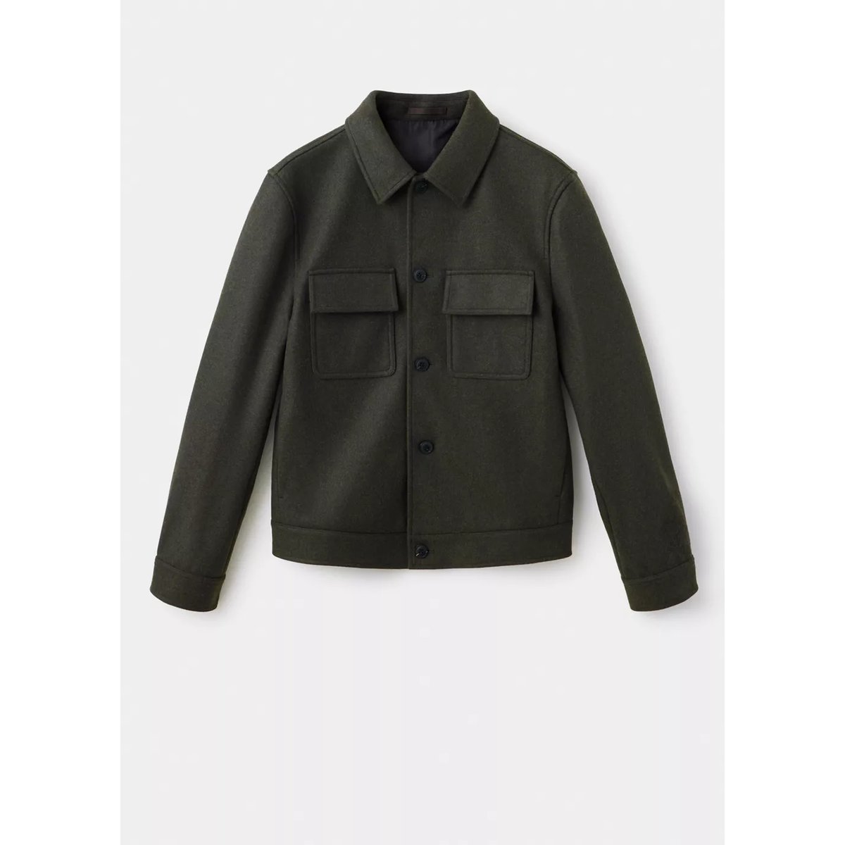 Veste en flanelle avec poches vert foncé, MANGO MAN