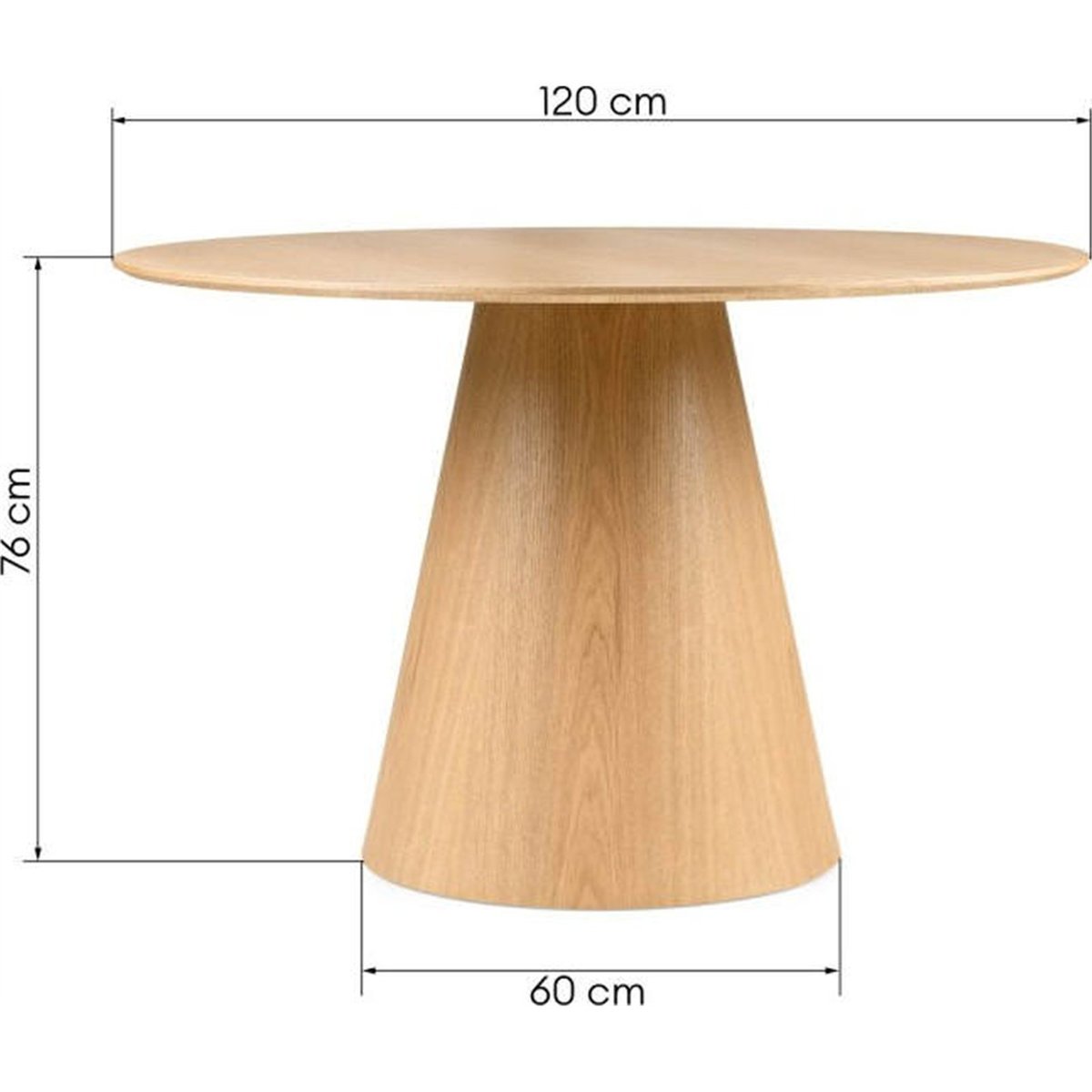 Table à manger ronde collection NORAN en bois bois naturel, RECOLLECTION