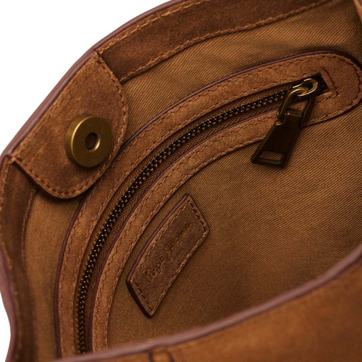 Sac Hobo En Daim beige étoiles, PEPE JEANS