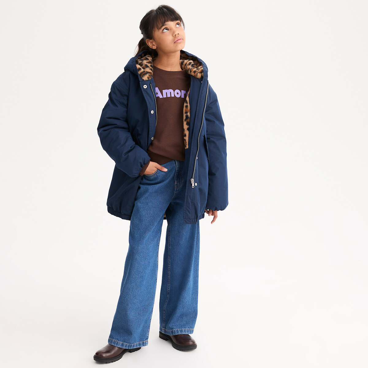 Parka à capuche avec doublure duveteuse  bleu marine, LA REDOUTE COLLECTIONS