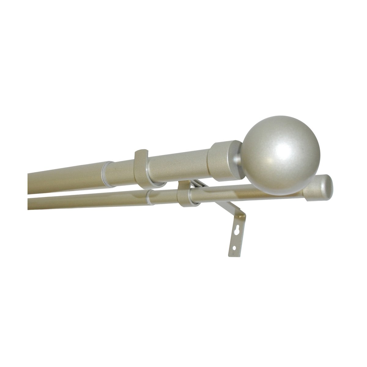 Kit double tringle à rideaux extensible embouts boule D28-19mm argent, MOBOIS