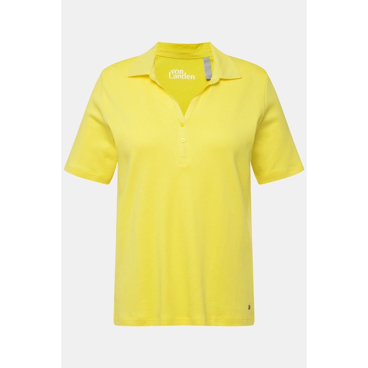 Polo en maille piquée avec patte jaune citron, ULLA POPKEN
