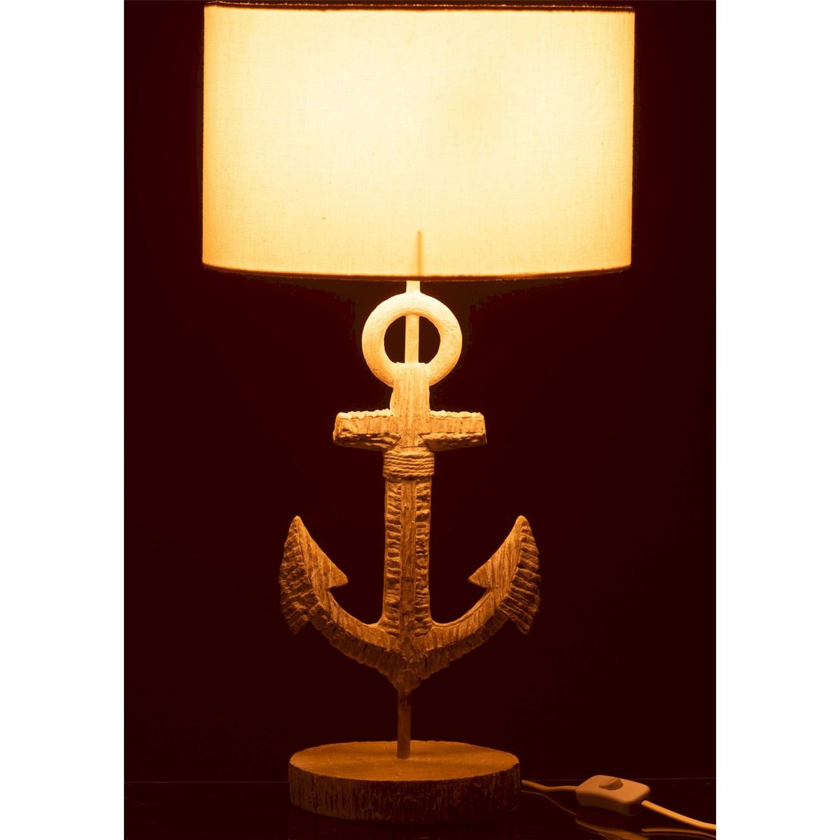 Lampe de table ancre esprit bord de mer blanc naturel, RECOLLECTION