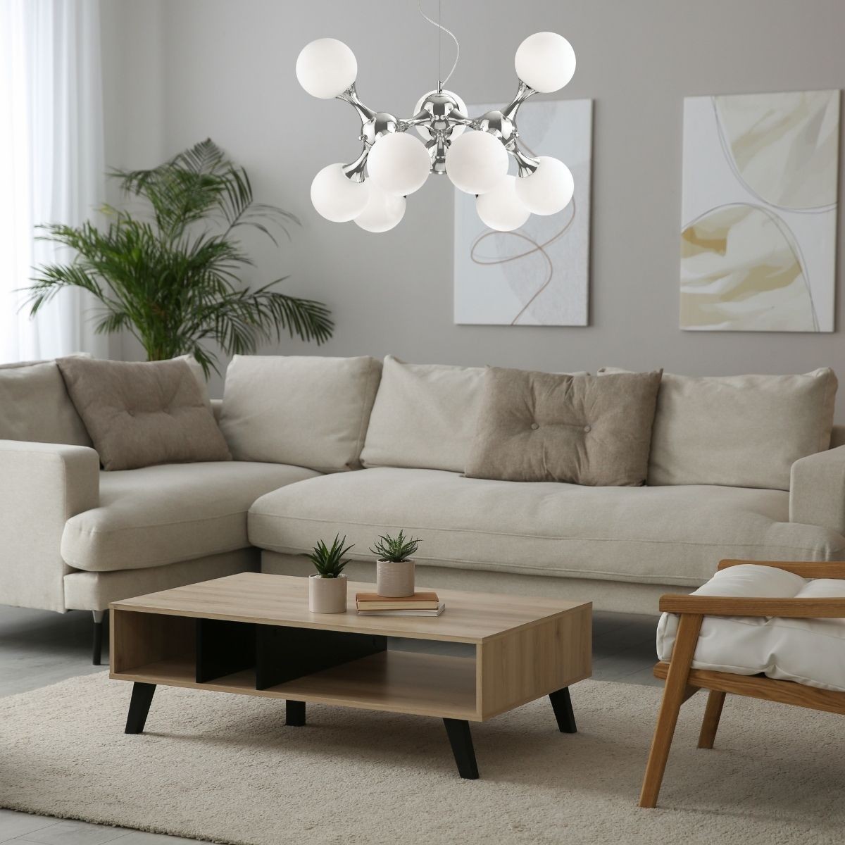 Suspension    NODI argenté, IDEAL LUX