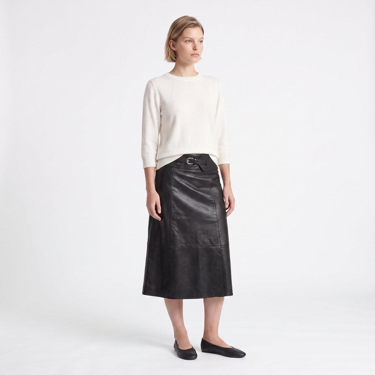 Pull coupe courte manches 3/4 col rond BADRA cream, ARTLOVE