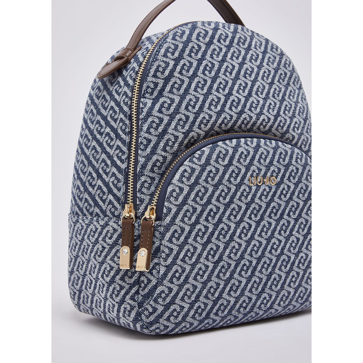 Sac à dos monogramme en denim denim bleu, LIU JO