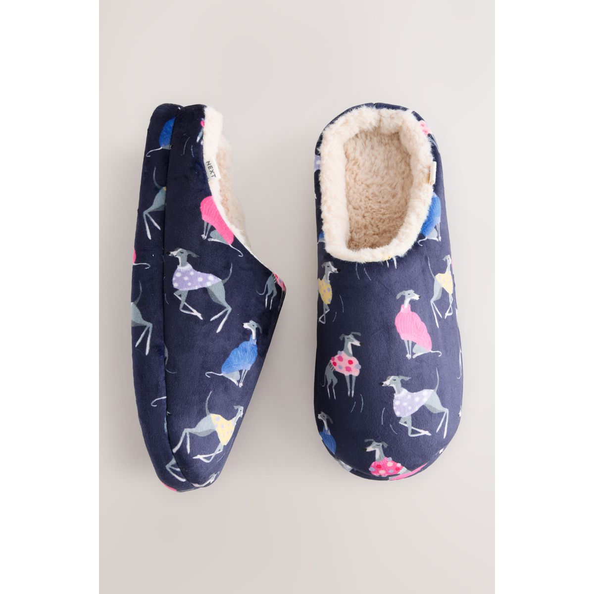 Chaussons mules imprimé chien bleu marine, NEXT