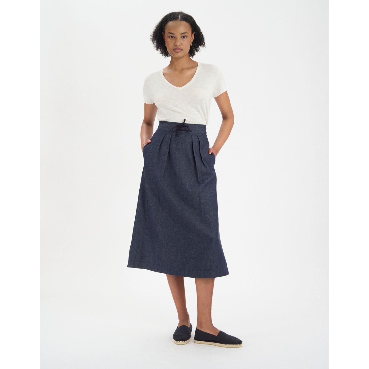Jupe plissée Maud en coton mélangé marine bleu marine, INES DE LA FRESSANGE PARIS