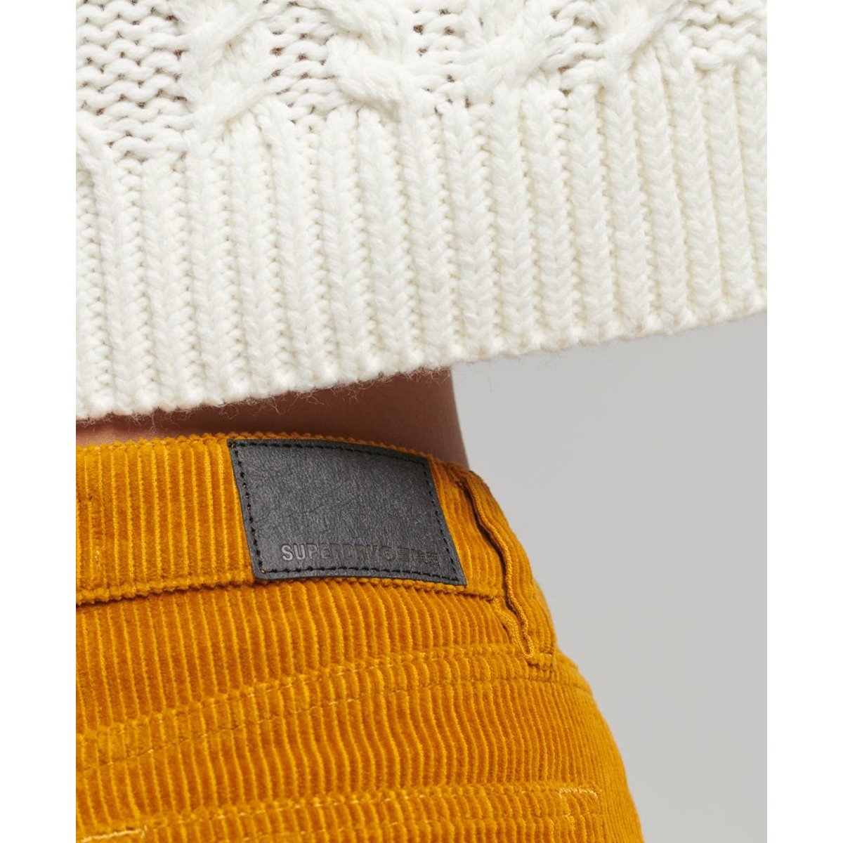 Minijupe en denim velours côtelé fauve curcuma, SUPERDRY
