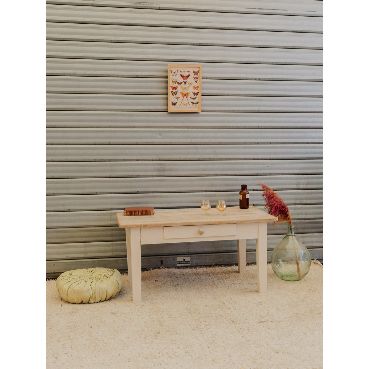 Table basse en bois beige Léonie N°1581 - Bon état bois clair, DEBONGOUT