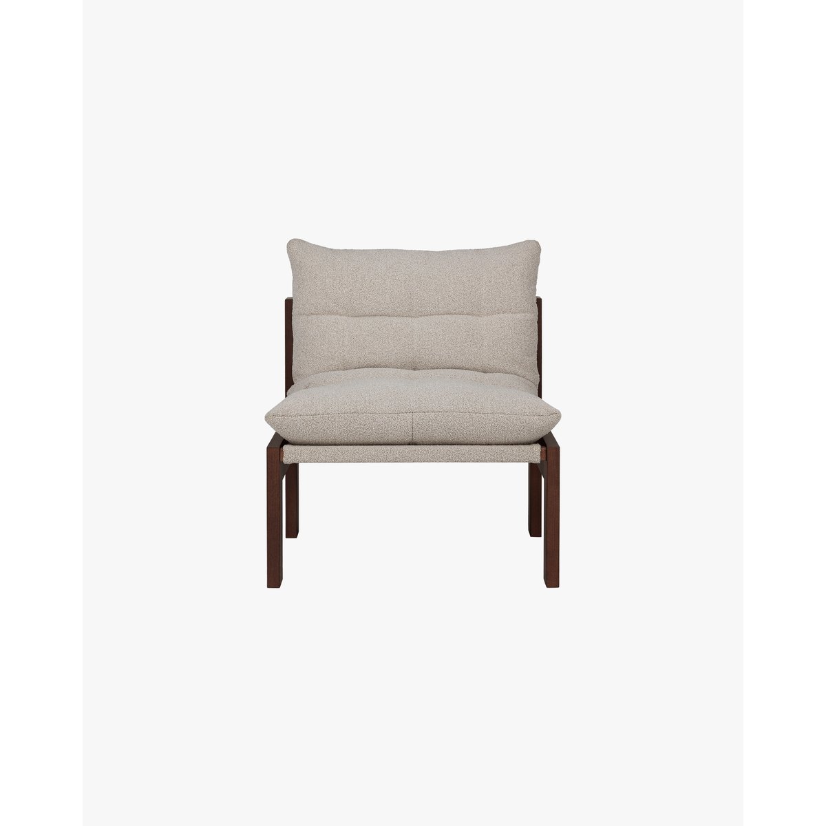 Fauteuil lounge Huno - tissu bouclé, structure bois marron cacao & beige désert bouclé, NOO.MA