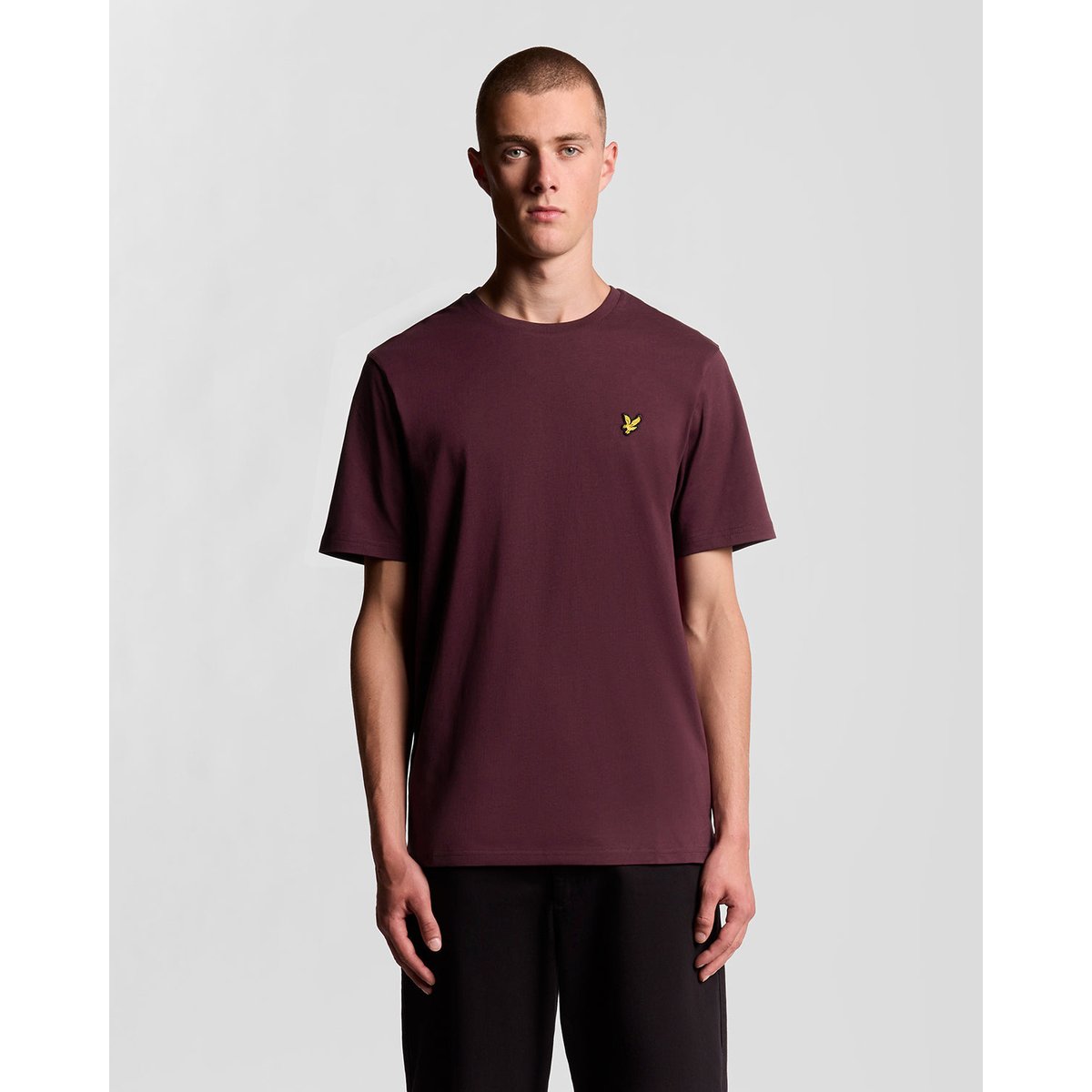 T-shirt en coton col rond rouge bordeaux, LYLE & SCOTT