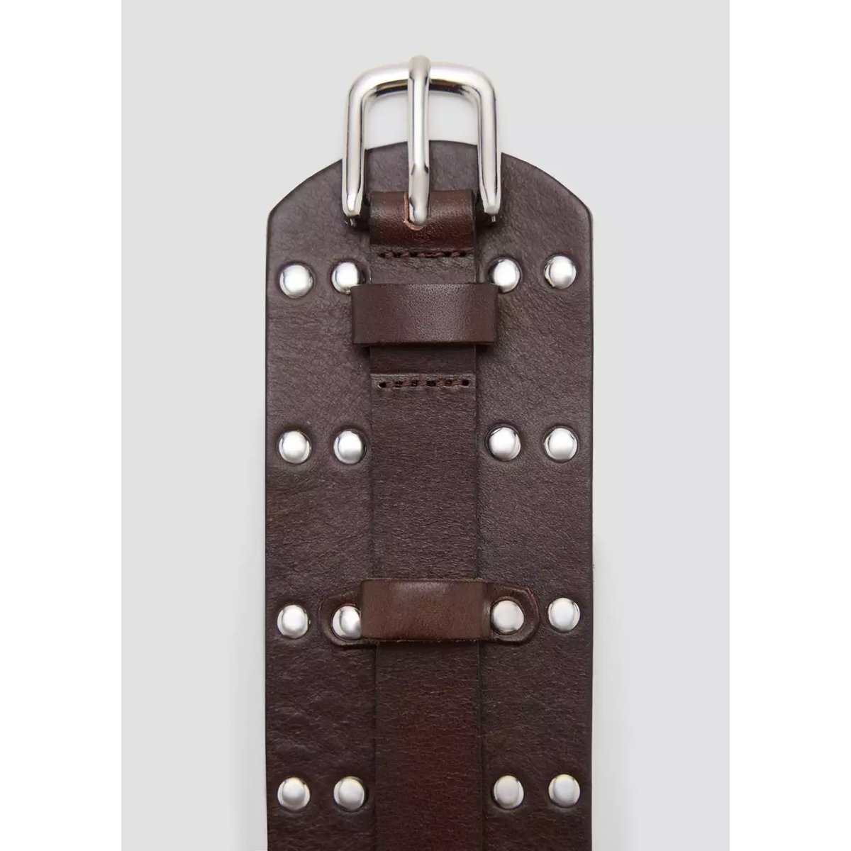 Ceinture en cuir à clous chocolat, MANGO