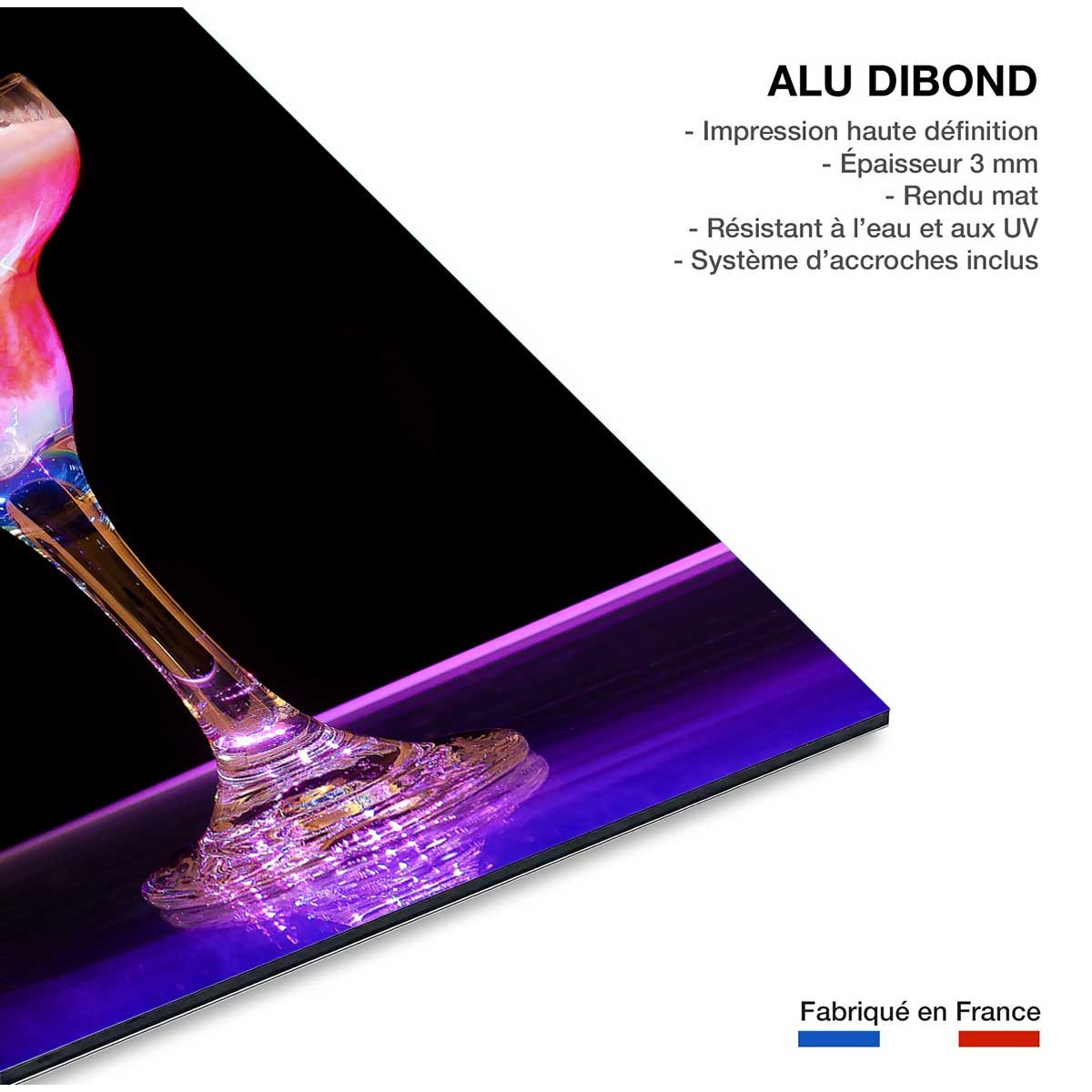 Tableau decoration cuisine cocktail rose tableau alu dibond, HEXOA
