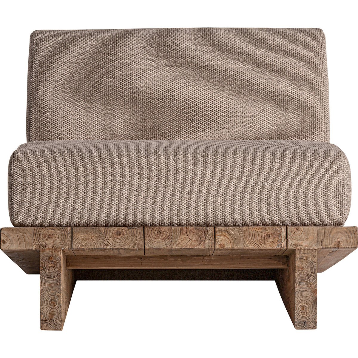 Fauteuil colonial en teck collection S.PURE beige et bois brun naturel, RECOLLECTION