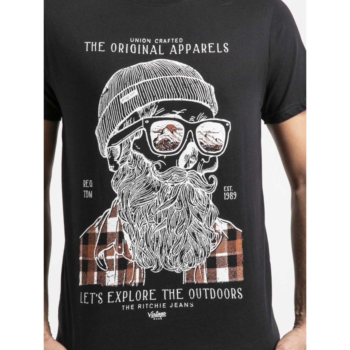 T-shirt Manches Courtes Pur Coton Jocolza noir, RITCHIE