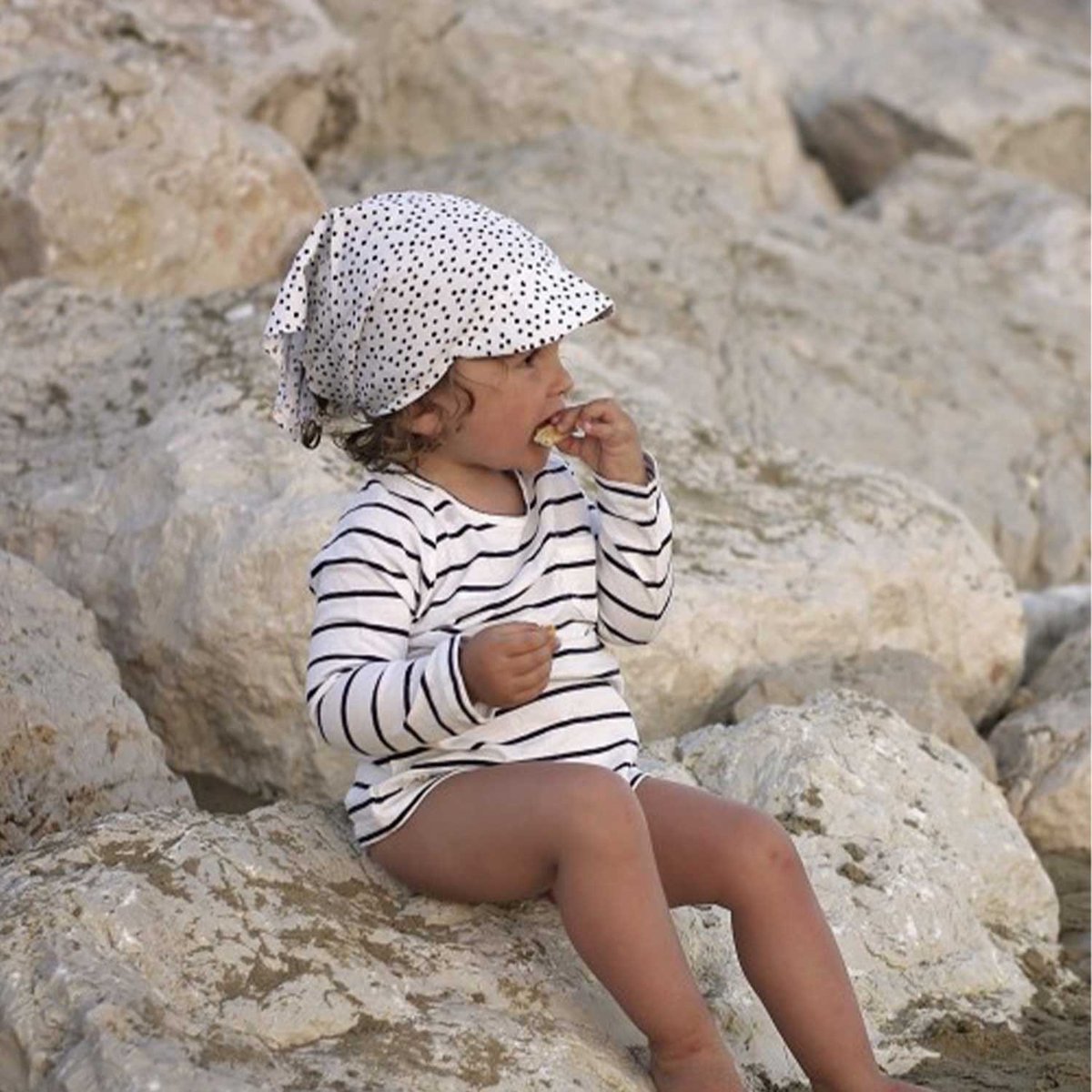Casquette bandana bébé en bambou ELODIE bleu, SEVIRA KIDS