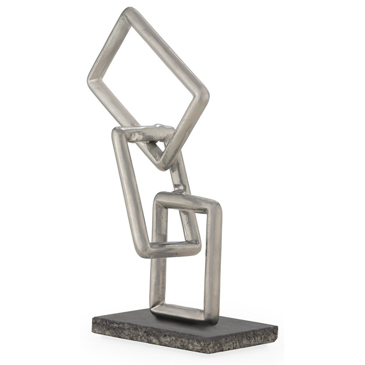 Sculpture abstraite en métal et marbre nickel et noir, RECOLLECTION