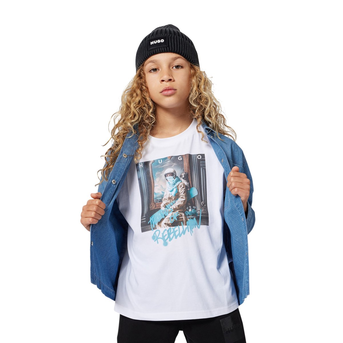 Chemise en denim stone, HUGO KIDSWEAR