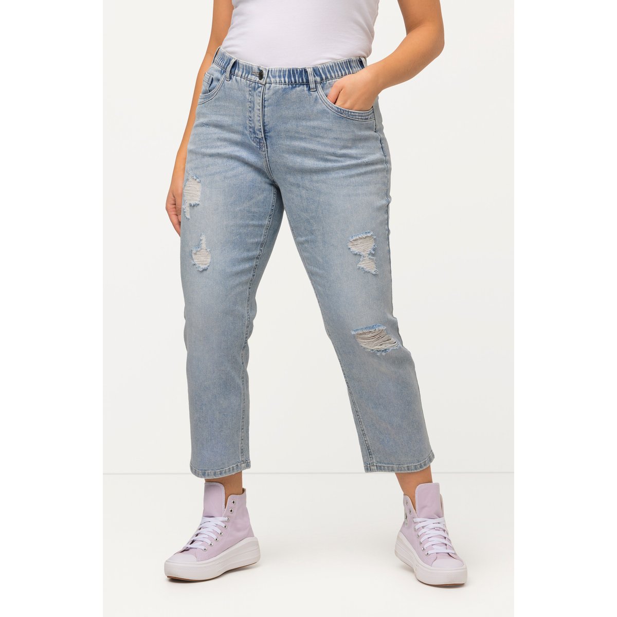 Jean boyfriend 7/8, dégradé de couleur bleu clair, ULLA POPKEN