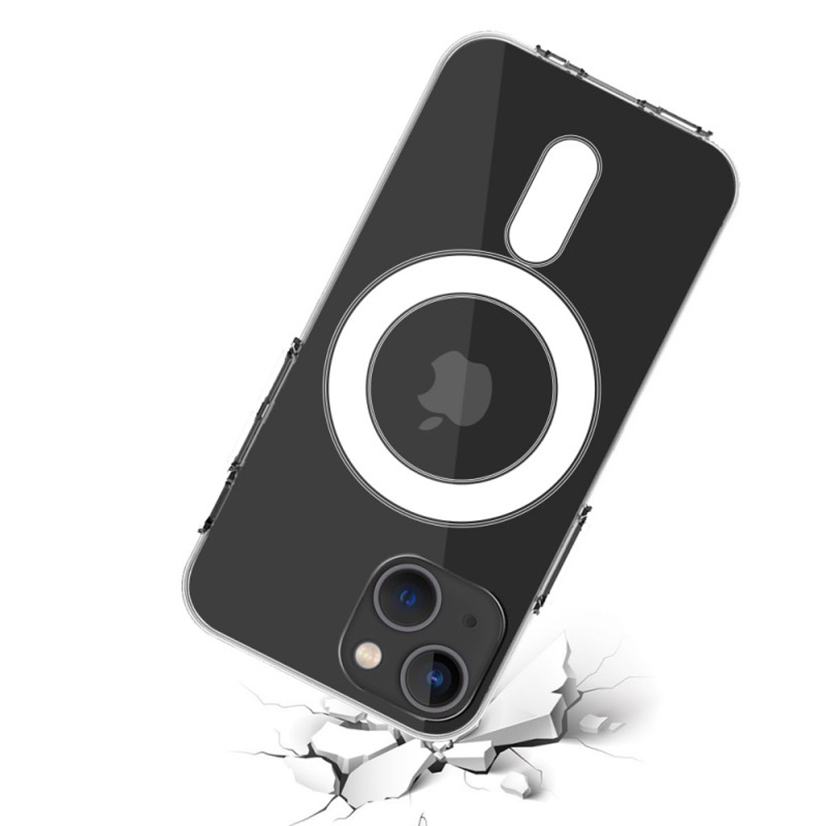 Coque Anti-choc compatible Magsafe pour iPhone 13 Transparente + 2 protections écran et 2 protections objectif caméra transparent, EVETANE