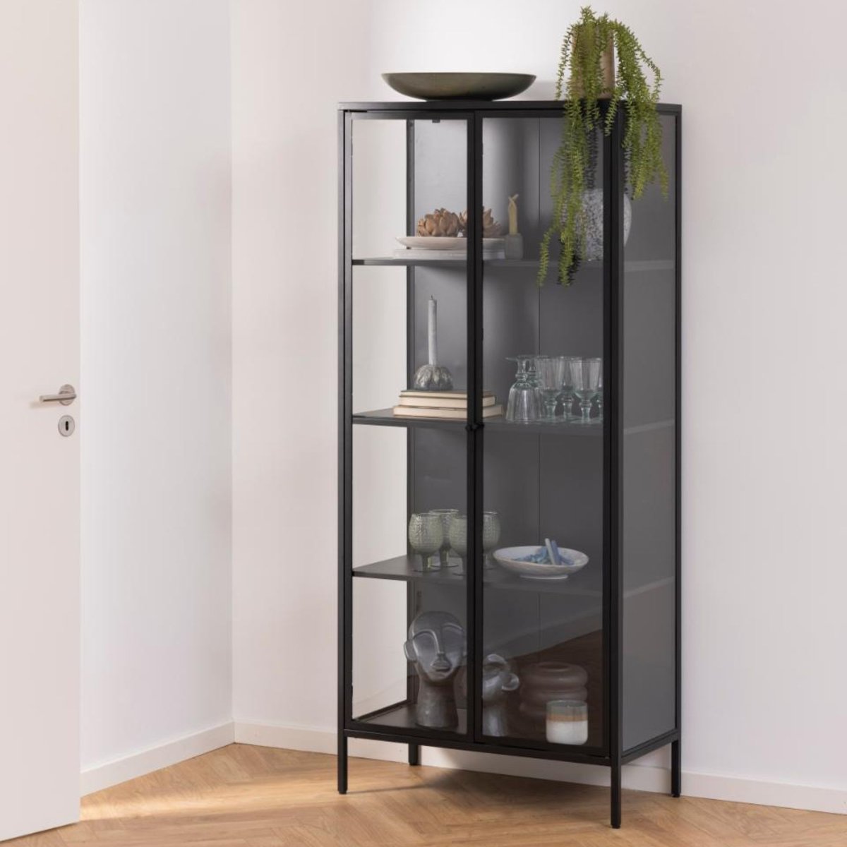 Vitrine scandinave en métal noir 2 portes vitrées - HARLOW noir, HELLIN, DEPUIS 1862