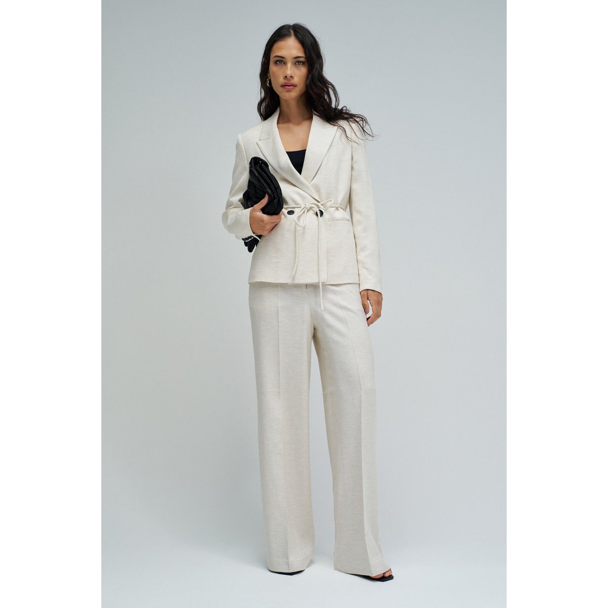 PANTALONS CHINO WIDE EN LIN beige, SALSA JEANS