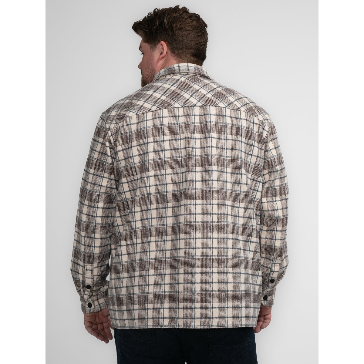 Chemise à carreaux plus size southeast marron ecru, PETROL INDUSTRIES